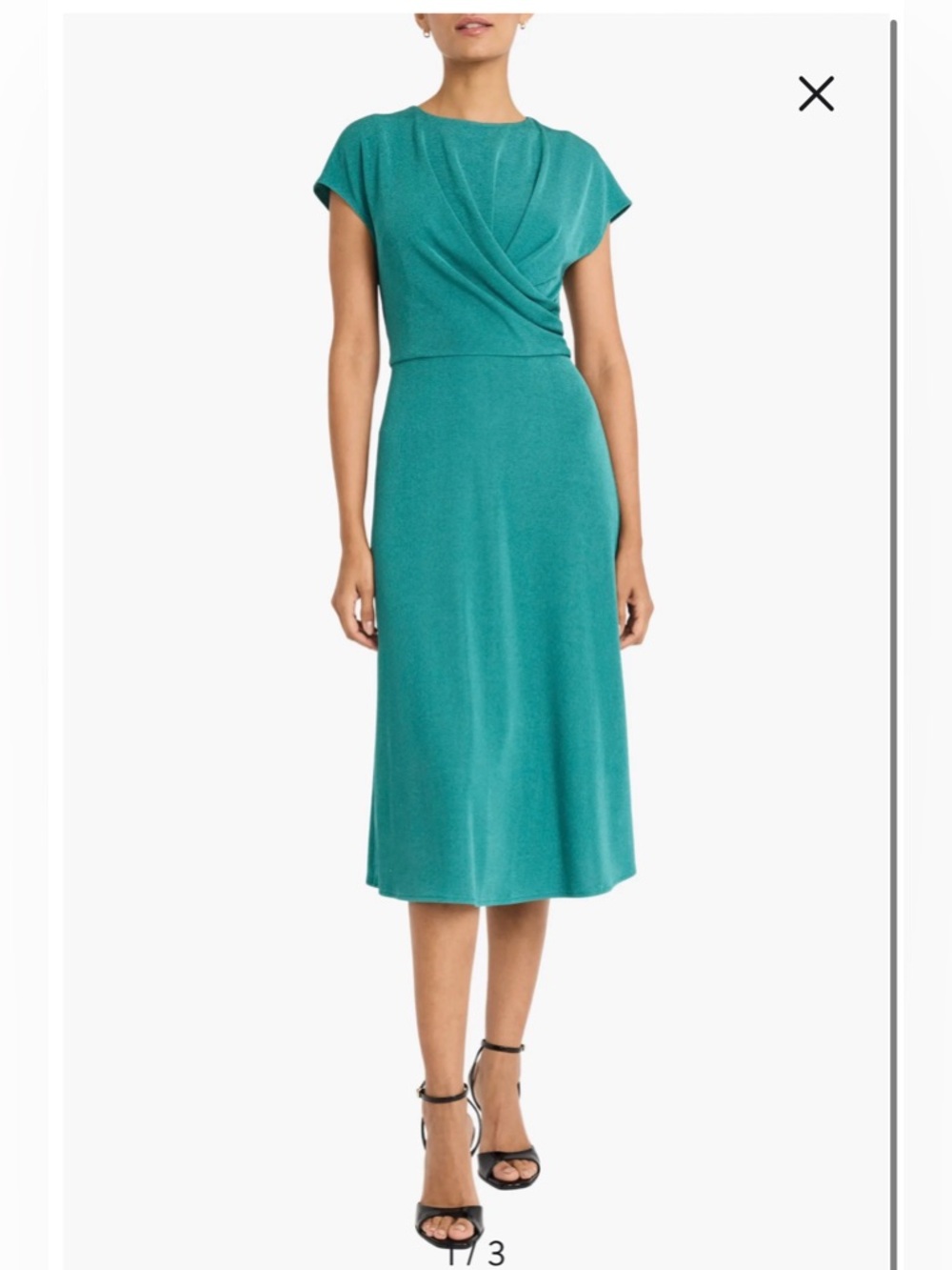 NWOT- Maggy London Draped Bodice Knit Midi Dress, Emerald Green, Size 18